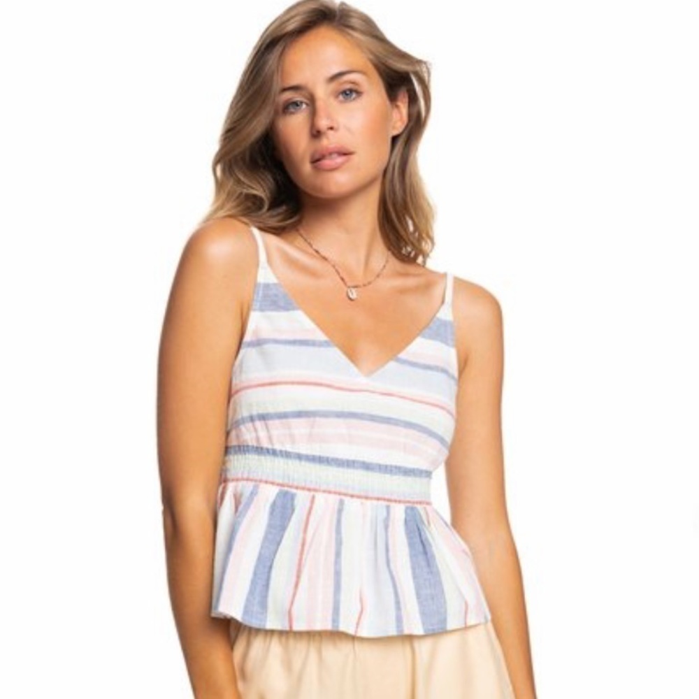 NWT Roxy About Paradise Linen Strappy Sleeveless Tank Top